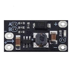 AL253 Boost Converter For Internet Router 5V 9V 12 DC Output Mini Converter Boost Step Ptcl D Link Tp Link - a small black rectangular electronic circuit board with a central inductor, capacitors, and four circular mounting holes.