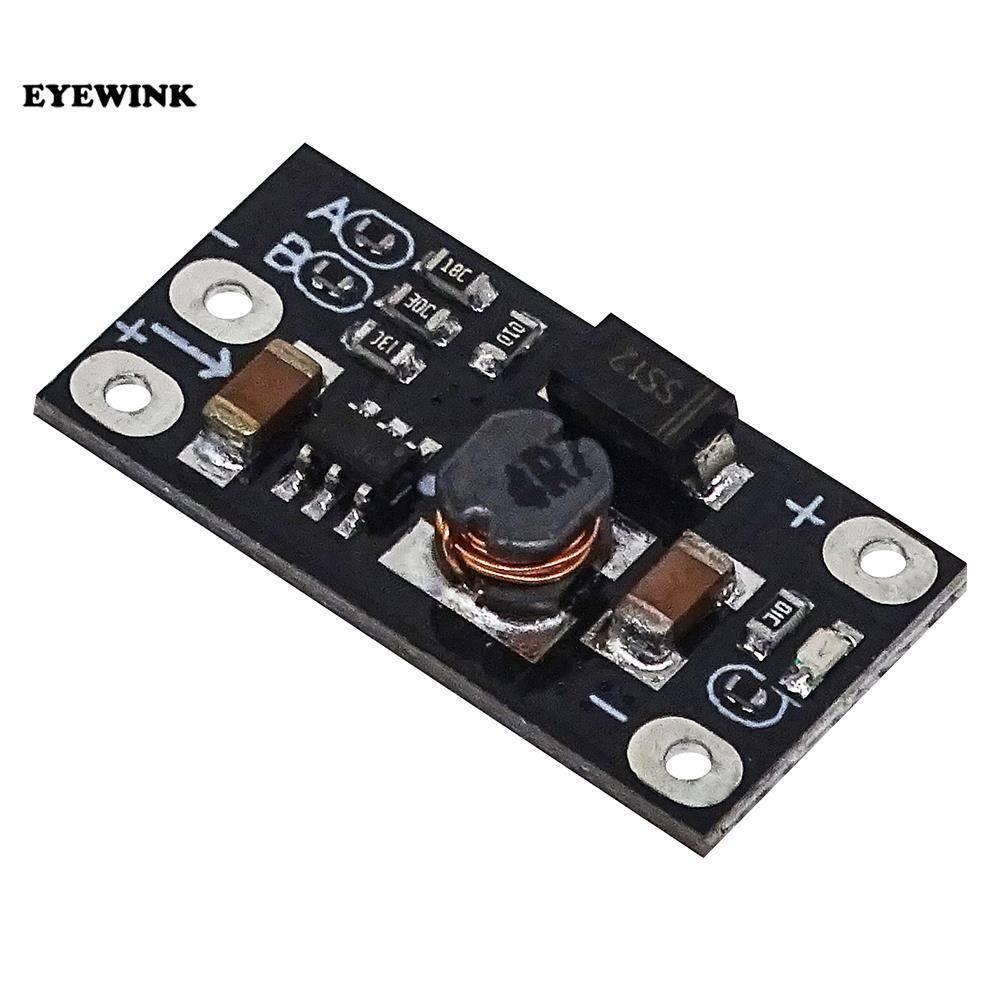 AL253 Boost Converter For Internet Router 5V 9V 12 DC Output Mini Converter Boost Step Ptcl D Link Tp Link - a small black rectangular circuit board featuring a copper-wound inductor, a diode, a microchip, and four mounting holes.