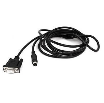 Alinkey DVPACAB2A30 PLC Cable Dvp Download Data Cable DIN 8 Pin To DB9 Cable - a black cable with a DB9 connector on one end and a circular 8-pin DIN connector on the other.