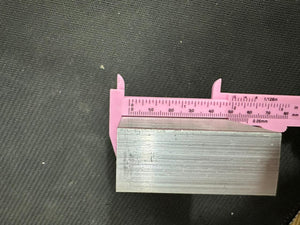 Aluminium Heat Sink For Ssr Relay LED COB And DIY Products - shown in a close-up dimension measurement using a pink plastic vernier caliper.