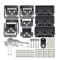 Aluminium Robot 6 Dof Arm Claw Mount Kit Mechanical Robotic Arm For Arduino - a flat-lay of black metal brackets, a silver mechanical claw, ball bearings, and assorted screws.
