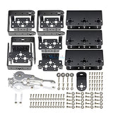 Aluminium Robot 6 Dof Arm Claw Mount Kit Mechanical Robotic Arm For Arduino - a flat-lay of black metal brackets, a silver mechanical claw, ball bearings, and assorted screws.