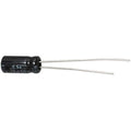 Aluminum 10uF 50V Electrolytic Capacitor - shown as a black cylindrical component with two long metal leads extending from one end.