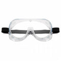 Anti Fog Medical Safety Goggles Glasses - shown from the front with a clear plastic frame and a black elastic head strap.