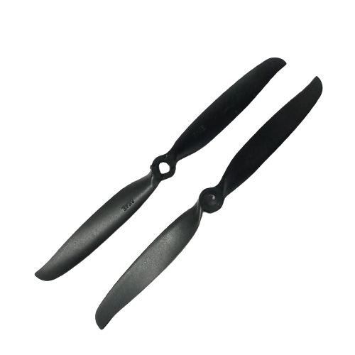 Apc 6x4e 6040 Direct Drive Propeller For Rc Airplane - two black plastic two-blade propellers angled against a white background.