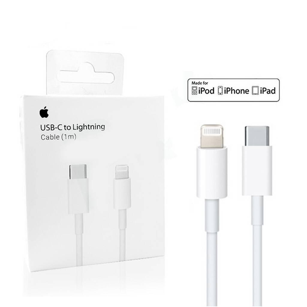 Apple Iphone Charging Cable USB c To Lightning 1 Meter - shown as a white cable with a USB-C and Lightning connector next to its white retail box.