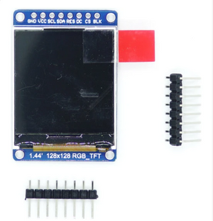 Arduino 1.44 Inch OLED Arduino TFT LCD Ekran Module Arduino - a blue rectangular display with eight pin holes and two separate sets of header pins.