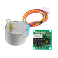 Arduino 28BYJ48 5V Stepper Motor With ULN2003 Driver - board, featuring a silver cylindrical motor with a brass shaft and a green PCB with a white connector.