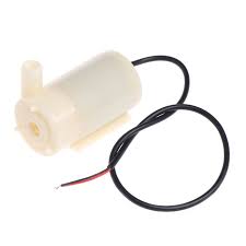 Arduino 5V Water Pump Submersible Pump - a white, cylindrical submersible water pump with an upward-facing nozzle and a two-wire power cable.