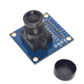 Arduino Camera OV7670 640x480 VGA CMOS Camera Image Sensor Module - with a lens and a separate black plastic lens cap.