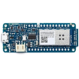 Arduino MKR1000 WiFi Board Module - a blue rectangular circuit board featuring a micro-USB port, a reset button, a white connector, and a metal module.