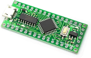 Arduino Nano V3.0 ATMEGA328P Clone LGT8F328P - a green rectangular microcontroller board featuring a micro-USB port, a reset button, and pin headers.