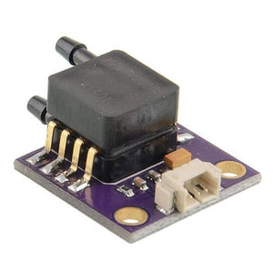 Arduino Pressure Sensor Module MPXV7002DP - a black dual-port sensor mounted on a purple circuit board with a white connector and gold pins.