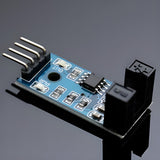 Arduino RPM Sensor Rotational Speed Measuring Sensor - a blue circuit board, a U-shaped black optical sensor, four output pins, and two LEDs.