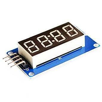 Arduino TM1637 4 Digit 7 Segment Display Module LED Display Module - a white four-digit display on a blue circuit board with a four-pin connector.