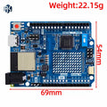Arduino Uno R4 WiFi Clone - shown from above, a blue rectangular circuit board with a USB port, power jack, reset button, and various pin headers.