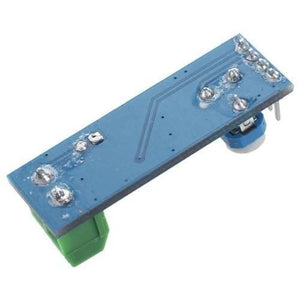 Audio Amplifier Module LM386 5-12V 10k Adjustable Resistance - the blue circuit board underside with a green screw terminal and a blue potentiometer.
