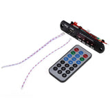 Audio Decoder Tf Module USB Radio For Car With Bluetooth V3.0 MP3 Wma - shown with a black control panel, two white wire harnesses, and a remote control.