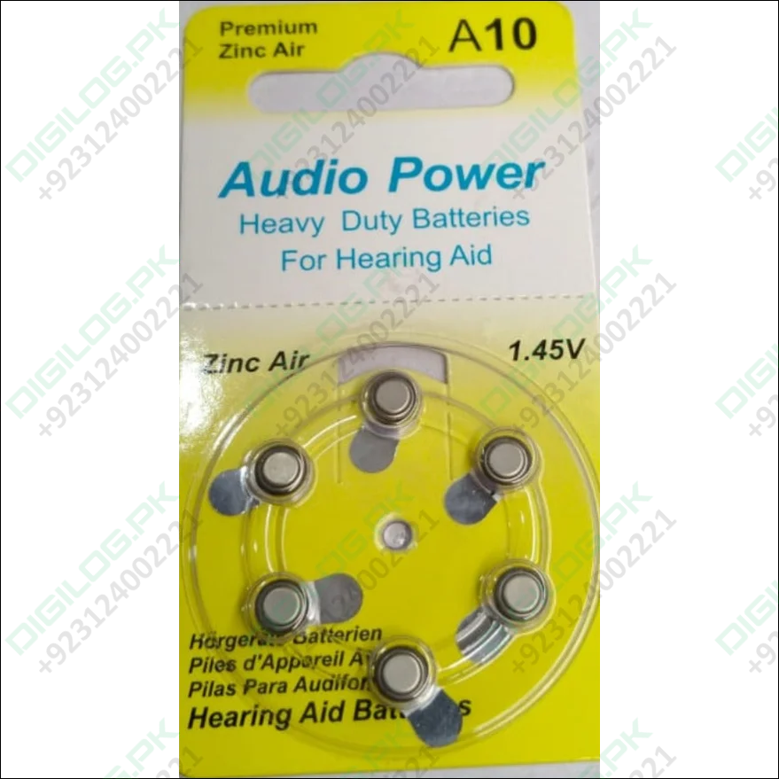 Audio Power-hearing Aid Batteries (pack Of 6 Cells) A10
