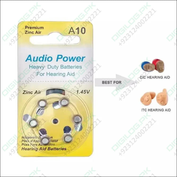Audio Power-hearing Aid Batteries (pack Of 6 Cells) A10
