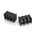 Barrier Terminal Block 3 Pin Connector 7.62mm (KF25) - two black three-pin terminal blocks, one viewed from the top pins and one from the screw side.