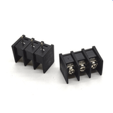 Barrier Terminal Block 3 Pin Connector 7.62mm (KF25) - two black three-pin terminal blocks, one viewed from the top pins and one from the screw side.