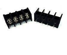 Barrier Terminal Block 4pin Connector 7.62mm (KF25) - two black plastic 4-pin terminal blocks with metal screw terminals and pins.
