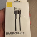 Baseus Rapid Charge Data Cable USB To Type C - shown in its white retail packaging box featuring a graphic of the black cable and connector ends.