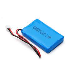 Battery Wholesale 2s 7.4V 1000mAh Rechargeable LiPo Lithium Battery Pack With JST 2.54mm Connector - a blue rectangular lithium battery with two wires ending in a white JST connector.