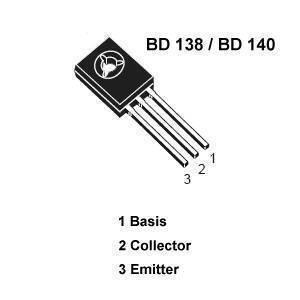 BD139 NPN Transistor - shown in a technical diagram with three pins labeled 1, 2, and 3, corresponding to Basis, Collector, and Emitter respectively.