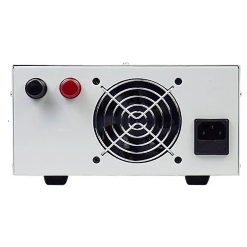 Bench variable Power Supply 100V 5A 500W price - the white rear panel with a cooling fan, a black power input port, and red and black terminal connectors.