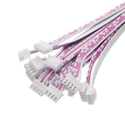 Best 4 Wires 2.54mm Pitch Female To Female JST Xh Connector Cable Wire 6 Inch - a bundle of white cables with pink striped wires and white connectors.