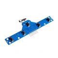 Bfd-1000 5 Way Line Tracking Sensor Module Line Following Module - a blue circuit board featuring five infrared sensor components and a row of pin connectors.