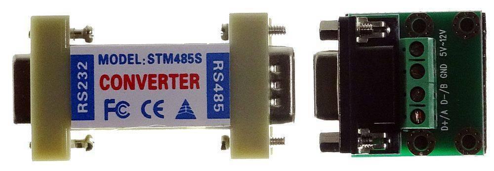 Bi Directional Communication Data RS232 To RS485 Serial Converter STM485S - shown from two angles, featuring a DB9 connector and a four-pin terminal block.