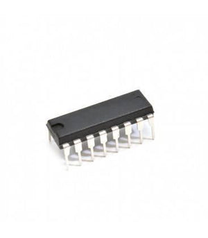 Bidirectional Shift Register IC 74HC194 - a black, rectangular electronic component with fourteen metal pins arranged in two parallel rows.