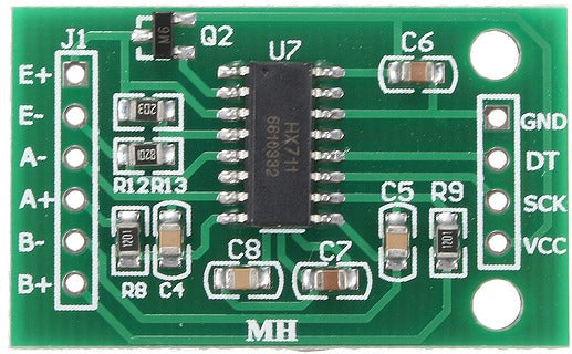 Big PCB HX711 Weighing Sensor Load Cell Amplifier Module Analog To Digital Converter Pressure Sensor - a green rectangular circuit board featuring a central chip, capacitors, resistors, and pins.