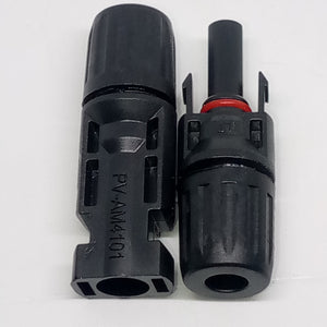Big Size 50MMX17MM 30A 1500V Male Female MC4 Connector For Solar Panel DC Wire Cable - a pair of black plastic male and female solar connectors side-by-side.