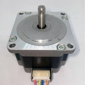 Bipolar NEMA23 1A Stepper Motor 4 Wire Stepper Motor - a silver-toned square motor with a central metal shaft and a four-wire connector at the base.