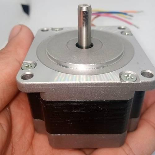 Bipolar NEMA23 1A Stepper Motor 4 Wire Stepper Motor - the silver square metal frame, central rotating shaft, and four colored wires.