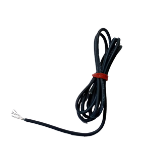 Black 1meter Solderable Wire Hard Wires For Wiring Jumper Wire Wiring Cable - shown as a coiled black wire secured with a red band with exposed silver tips.