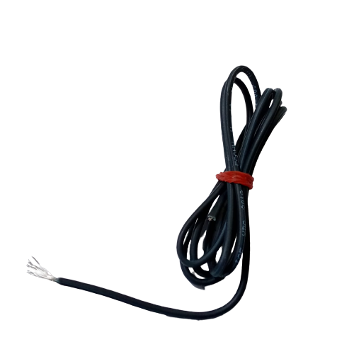 Black 1meter Solderable Wire Hard Wires For Wiring Jumper Wire Wiring Cable - shown as a coiled black wire secured with a red band with exposed silver tips.
