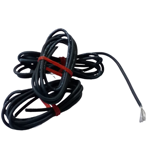 Black 1meter Solderable Wire Hard Wires For Wiring Jumper Wire Wiring Cable - shown as two coils of black wire secured with red ties and one exposed end.