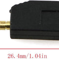 Black Color 2mm Banana Plug For Electrical And Electronics Lab Trainers - a dimension diagram showing a gold-plated connector with a black plastic housing and its measured length and height.