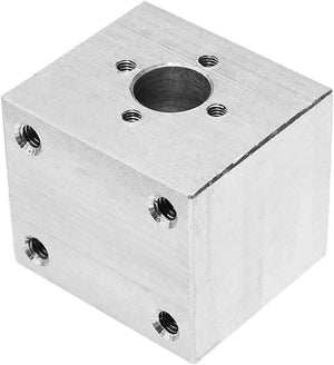 Black/gray T8 Aluminum Screw Conversion Nut Seat For 3d Printer Lead Screw Housing Mounting Bracket Aluminium Trapezoidal Nut Block Bracket For T8 - a silver-colored, cube-shaped metal housing bracket featuring a central circular hole and multiple threaded holes.