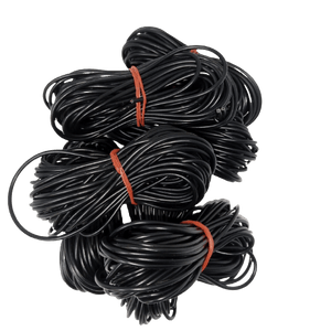 Black Solderable Wire Flexible Wires For Wiring Jumper Wire Wiring Wire , Wiring Cable - shown as three separate coils of flexible black electrical wire, each secured with a red rubber band.