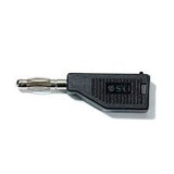 Black Stackable 4mm Banana Plugs Jacks Connector - a single black plastic-housed banana plug with a metallic connector tip and a stackable rear port.
