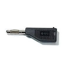 Black Stackable 4mm Banana Plugs Jacks Connector - a single black plastic-housed banana plug with a metallic connector tip and a stackable rear port.