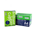 Blc A4 70 GSM Paper - 1 Ream - shown as a green and blue paper ream packaging box standing upright next to a closed ream box.