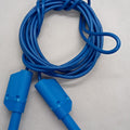 Blue Banana Clip Wires 2 Meter - High Quality Testing Leads - a coiled blue cable with a banana plug connector at each end against a white textured background.
