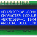 Blue Color 1604A LCD 16x4 LCD Display 1604 LCD Display - a rectangular module with a blue backlit screen displaying four lines of white text and a row of pins at the top.